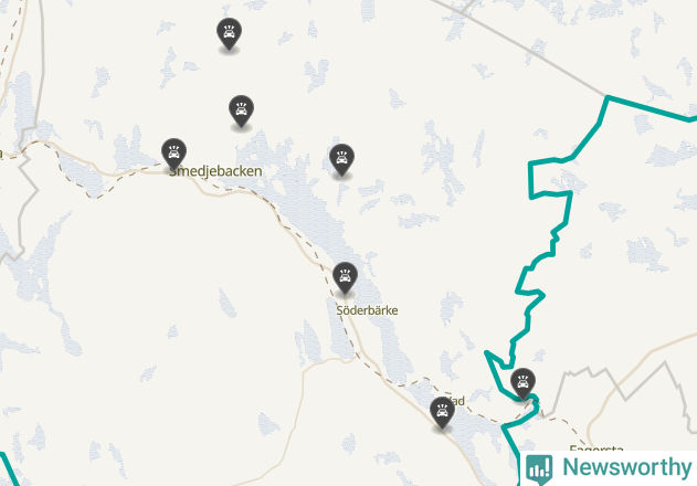 Karta över viltolyckor i Smedjebackens kommun