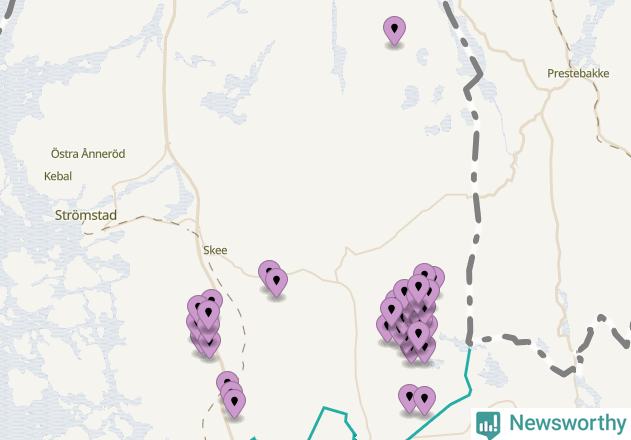 Karta över vindkraftverk i Strömstads kommun