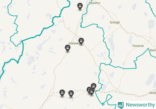 Karta över viltolyckor i Gislaveds kommun