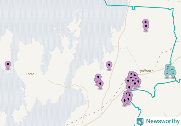 Karta över vindkraftverk i Mariestads kommun