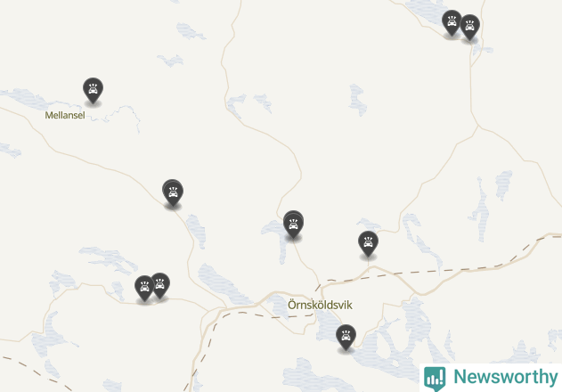 Karta över viltolyckor i Örnsköldsviks kommun