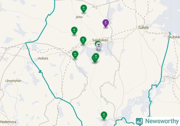 Karta över Sandvikens kommun