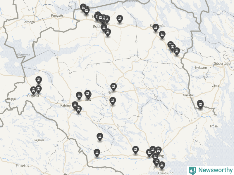 Karta över Södermanlands län