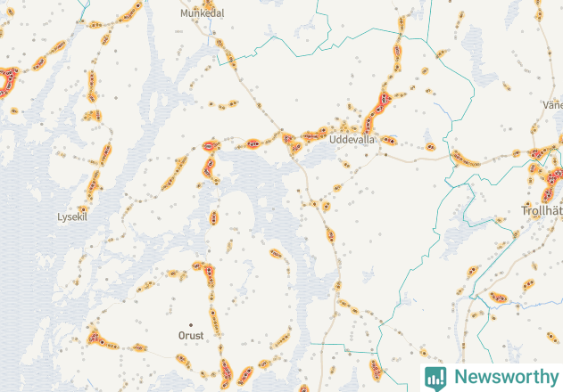 Karta över Uddevalla kommun