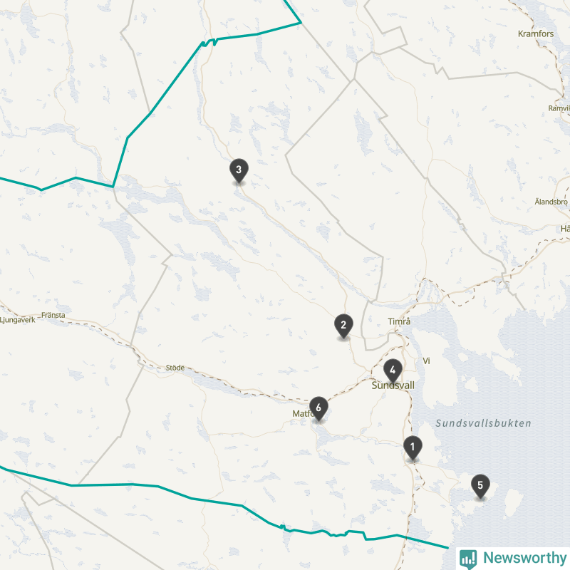 Karta över Sundsvalls kommun