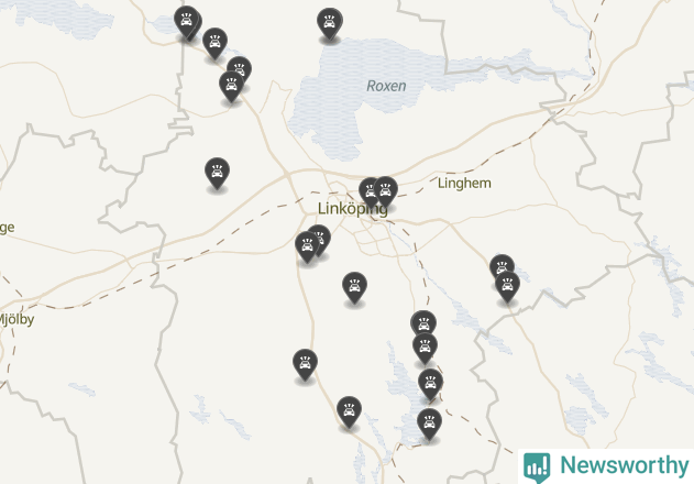 Karta över viltolyckor i Linköpings kommun