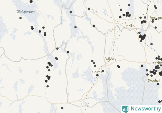 Karta över Grums kommun