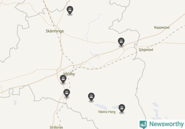 Karta över viltolyckor i Mjölby kommun