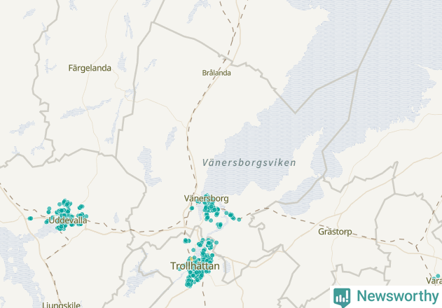 Karta över Vänersborgs kommun