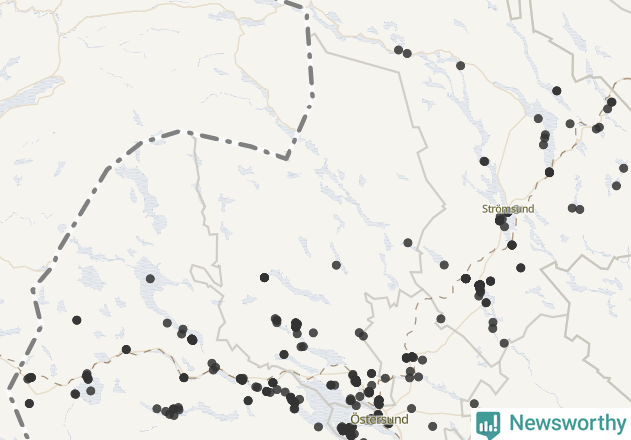 Karta över Krokoms kommun