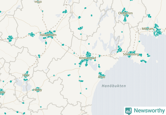 Karta över Kristianstads kommun