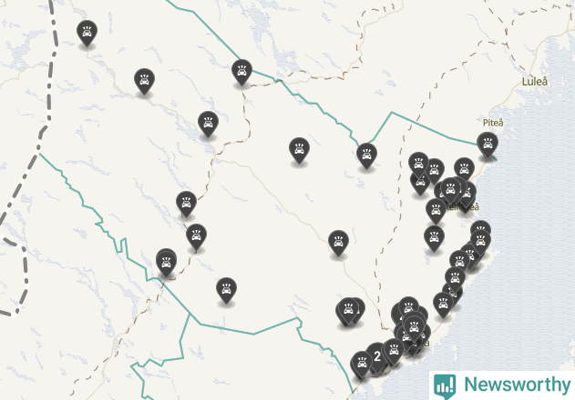 Karta över Västerbottens län