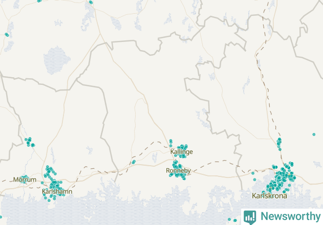 Karta över Ronneby kommun