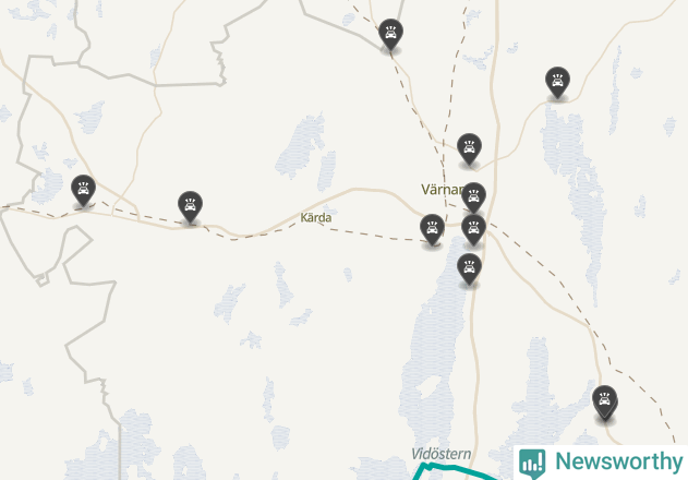 Karta över viltolyckor i Värnamo kommun