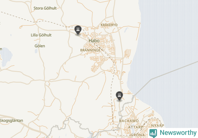 Karta över viltolyckor i Habo kommun