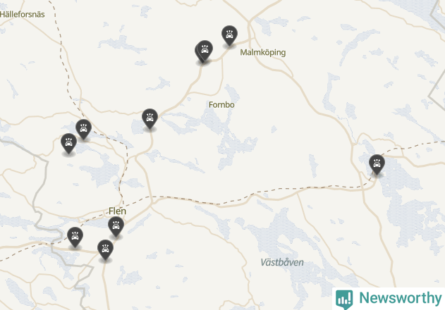 Karta över viltolyckor i Flens kommun