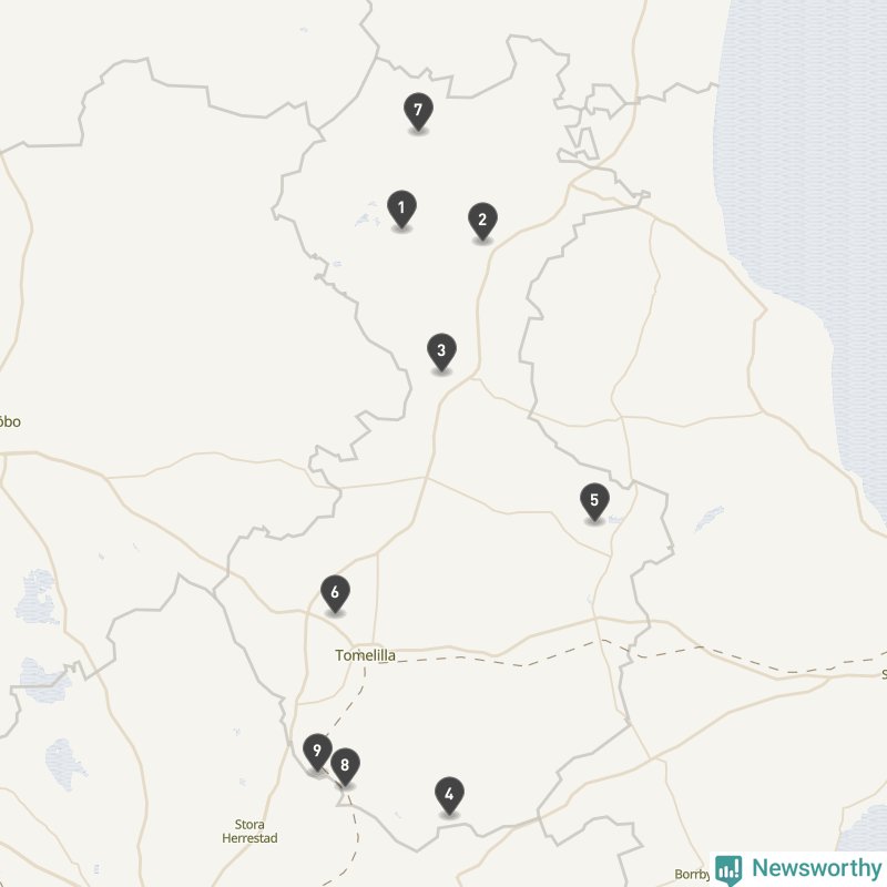Karta över Tomelilla kommun