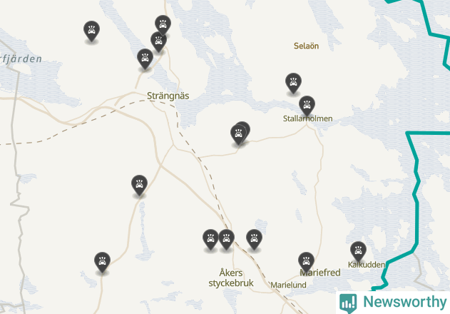 Karta över viltolyckor i Strängnäs kommun