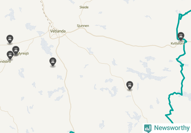 Karta över viltolyckor i Vetlanda kommun
