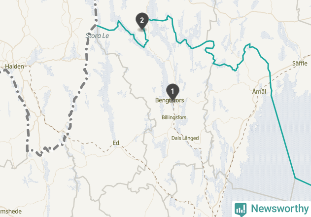 Karta över väderstationer i artikeln