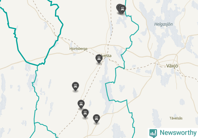 Karta över viltolyckor i Alvesta kommun
