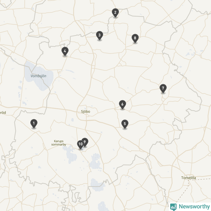 Karta över Sjöbo kommun