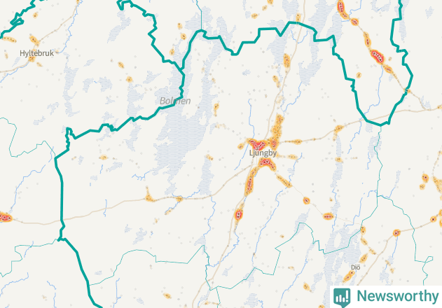 Karta över Ljungby kommun