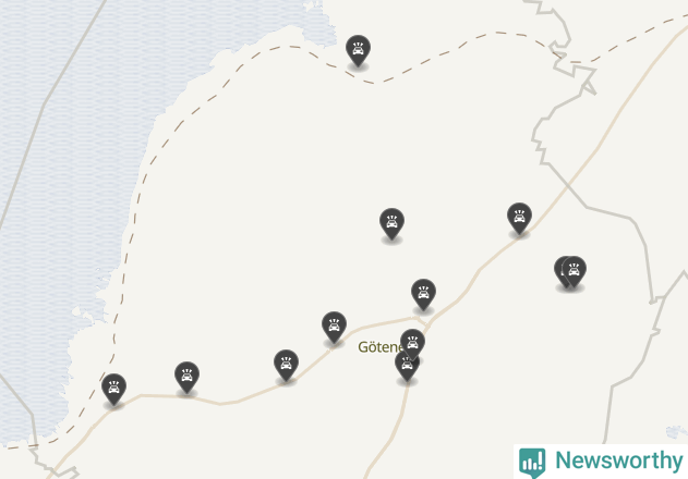 Karta över viltolyckor i Götene kommun