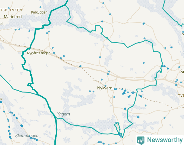 Karta över Nykvarns kommun