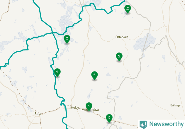 Karta över Heby kommun