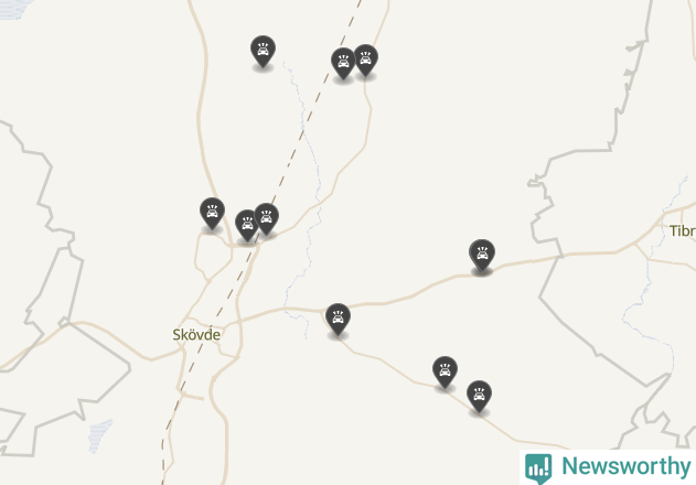 Karta över viltolyckor i Skövde kommun