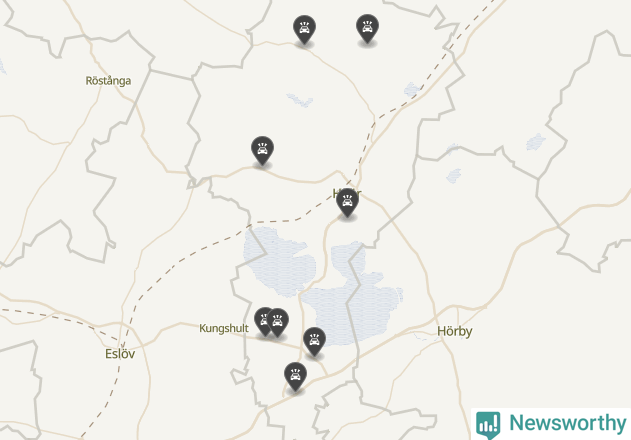 Karta över viltolyckor i Höörs kommun