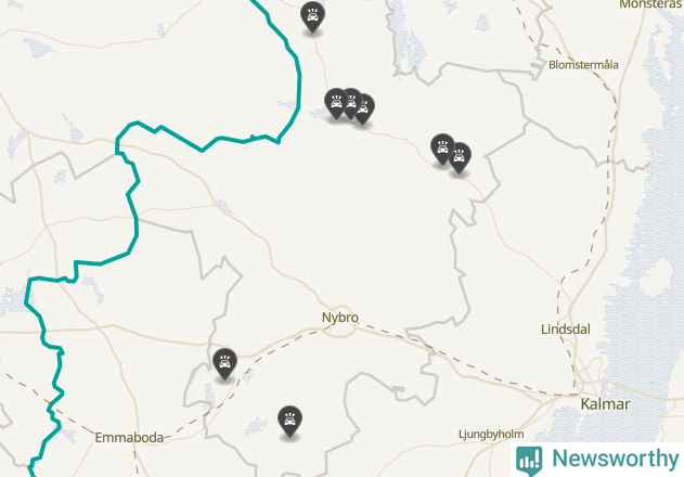 Karta över viltolyckor i Nybro kommun