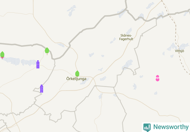 Karta över Örkelljunga kommun