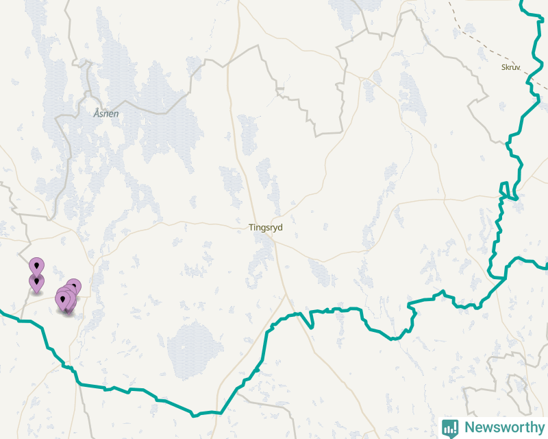 Karta över vindkraftverk i Tingsryds kommun