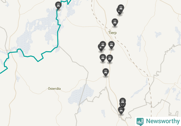 Karta över viltolyckor i Tierps kommun