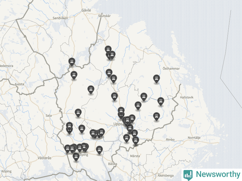 Karta över Uppsala län