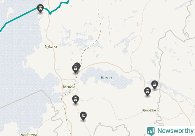 Karta över viltolyckor i Motala kommun