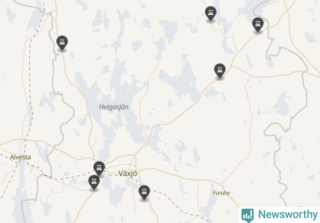 Karta över viltolyckor i Växjö kommun