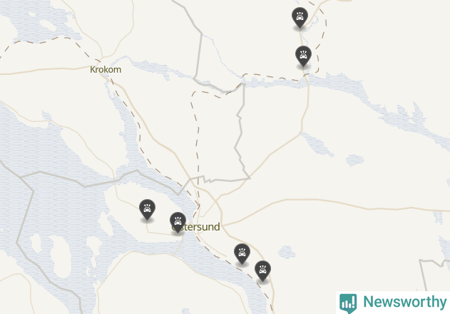 Karta över viltolyckor i Östersunds kommun