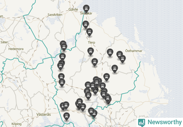 Karta över Uppsala län
