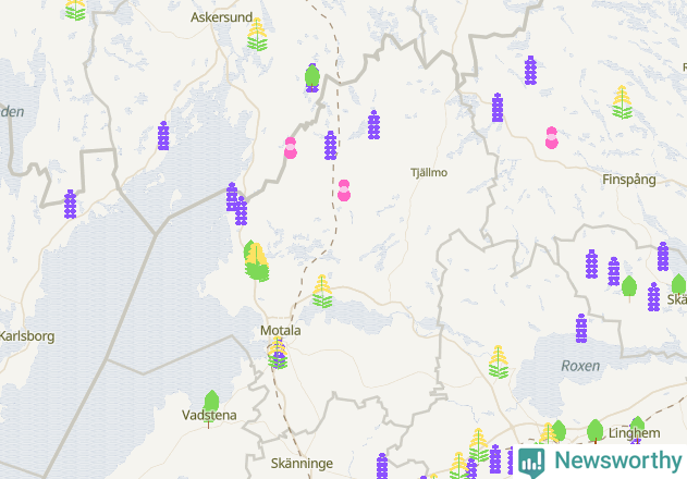 Karta över Motala kommun