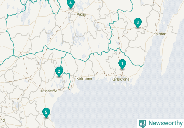 Karta över Ronneby kommun