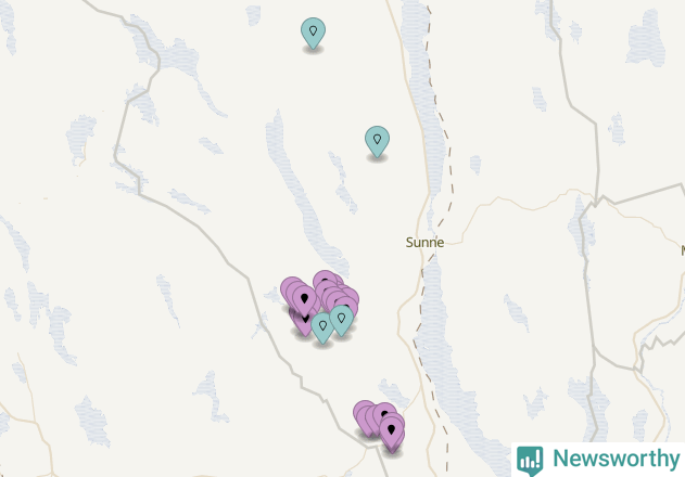 Karta över vindkraftverk i Sunne kommun