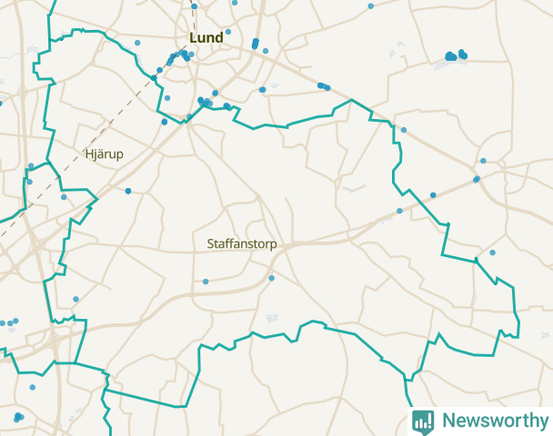 Karta över Staffanstorps kommun