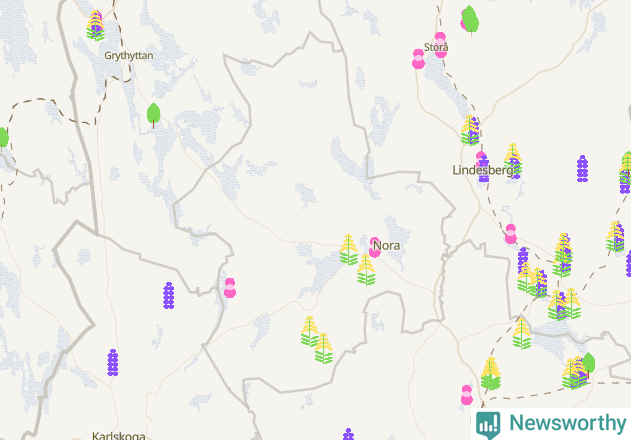 Karta över Nora kommun