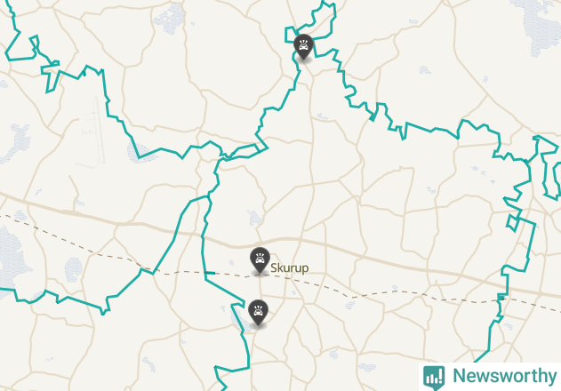 Karta över viltolyckor i Skurups kommun