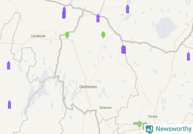 Karta över Olofströms kommun