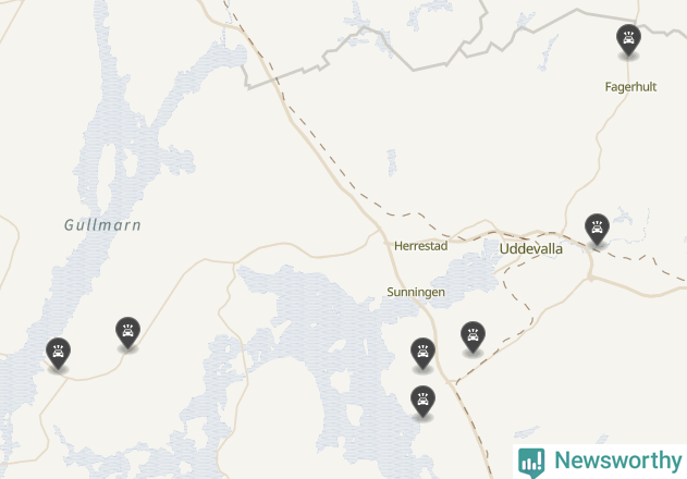 Karta över viltolyckor i Uddevalla kommun