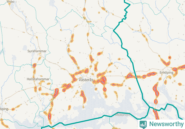 Karta över Västerås kommun